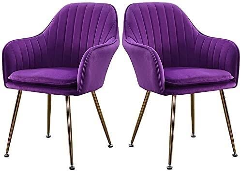 Modern Kitchen Dining Room Chairs Home Kitchen Dining Chair Set Of 2 Living Room Armchair with Metal Legs Velvet Seat and Backrests (Color : Grey