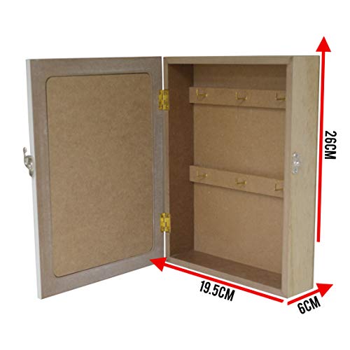 Maison Des Cadeaux 6 Key Hook Holder Cabinet Heart Design Style 'Home' Hangable Wall Mounted Key Box (US245)