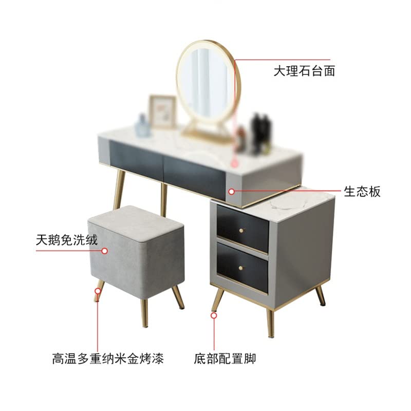JYDQM Home with LED Lights Dressing Table Bedroom Iron Makeup Table with Multiple Drawers Dressing Table