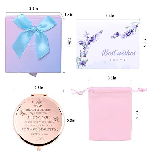 HYOUCHANG Daughter's Gift to Mother, Son Mother's Gift, Mother's Interesting Birthday Gift, Mother's Day, Compact Makeup Mirror(Rose Gold)