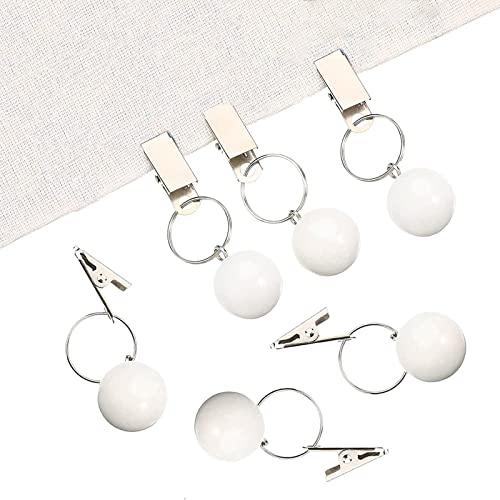 Frcctre 8 Pack Tablecloth Weights, White Marble Ball Shape Table Cover Weights Hangers with Metal Clips, Pendant Stone Tablecloth Weights for Out