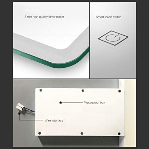 Rectangular Led Bathroom Mirror with Lights, Demister Pad, Two Touch Switch, for Hotel Beauty Makeup 3 Size, White Light,