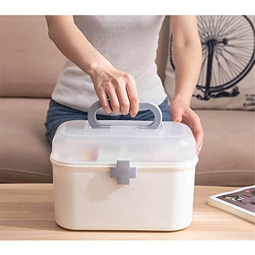 LIKEUDO Medicine Organizer Box First Aid Health Emergency Storage Box Large Capacity Medicine Storage Bins with Lid (L)