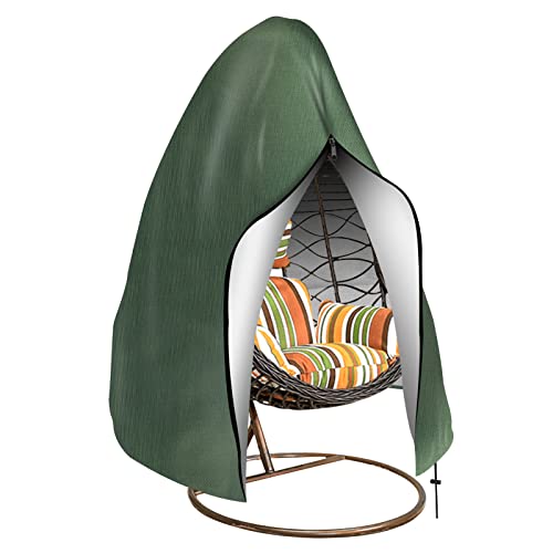 Teynewer Patio Hanging Egg Chair Cover, Outdoor Single Seat Swing Egg Chair Cover Waterproof with Zipper, Outdoor Swing Egg Chair Cover 190 x 115