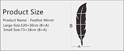 Feather 3D Acrylic Mirror Dressing Mirror Whole Body Mirror Waterproof Decorative Mirror Vinyl Decal Sticker& Murals for Bathroom Bedroom Living
