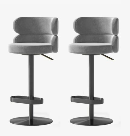 Velvet Swivel Barstools Set of 2 Bar Breakfast Stools with Back Counter Chairs Adjustable Heigh Stainless Steel with Back Titanium Gold Metal for