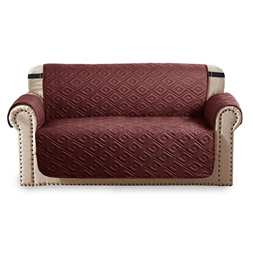 Oxford Homeware Sofa Slipcovers 3 Seater Embossed Water Proof with Adjustable Elastic Straps Quilted Reversible Sofa Covers for Pets & Kids (Ligh