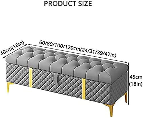 Storage Ottoman Bench,Luxurious Storage Bench End Of Bed Bench,Leather Upholstered Bench With Storage,Pink,80X40X45Cm(31X16X18Inch)