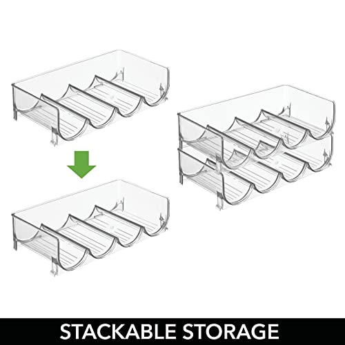 mDesign Plastic Free-Standing Stackable Bottle Storage Rack, for Kitchen Countertop, Fridge, Freezer; Organizer for Water Bottles, Sports Drinks;