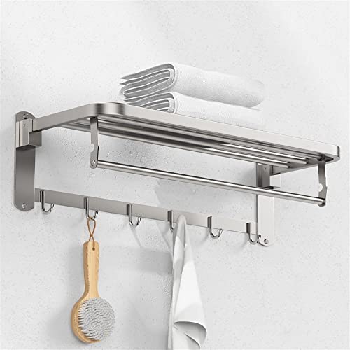 HIGOH Towel Racks,Bathroom Towel Rack Wall Mounted Towel Holder,Towel Holder Rack with Bar Hooks,Wall Mount Towel Shelf,Bathroom Accessories Hard
