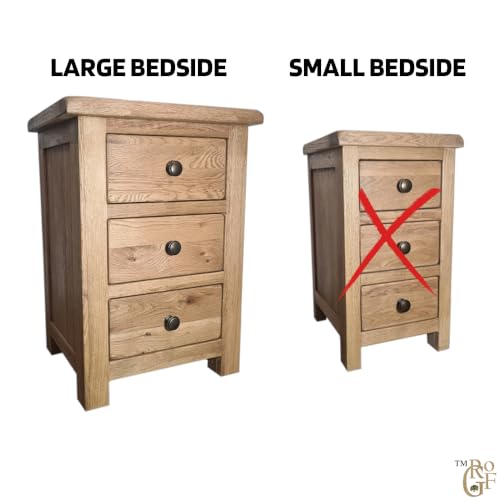 GROFurniture 3 RRP £199 Drawer Oak Bedside Table - Solid Oak Side Table for Bedroom, Living Room, Hallway - Solid Oak Furniture - Oak Nightstand