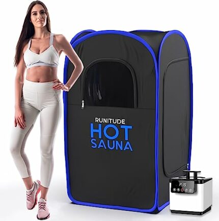 Runitude Portable Sauna Steam Tent | Full Size Home Personal Sauna Steam Detox Room | Infrared Touchscreen 1000W 2.6 Litre Generator | Including
