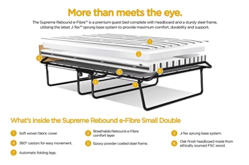 JAY-BE Supreme Bed with Rebound e-Fibre Mattress and Automatic Folding Legs, Steel, Black, Compact