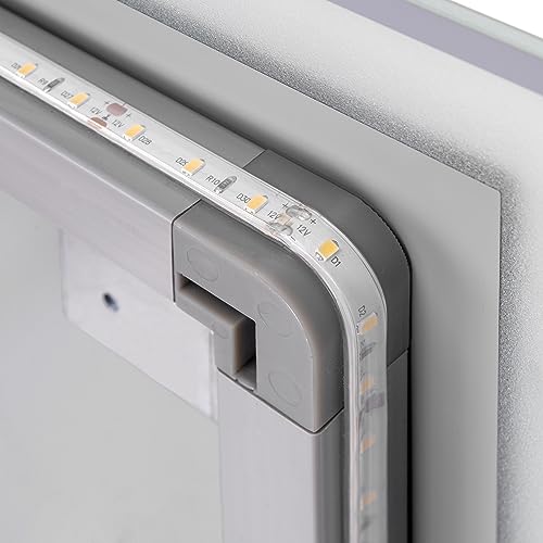 Emuca - Heracles bathroom mirror with LED front and decorative lighting (AC 230V 50Hz), 34 W, Aluminium and Glass