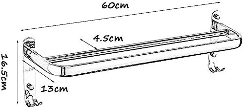 KNOXC Towel Racks,Towel Bar Double Towel Bar Polished Finish Wall Mounted for Bathroom or Kitchen with Hook Towel Rack