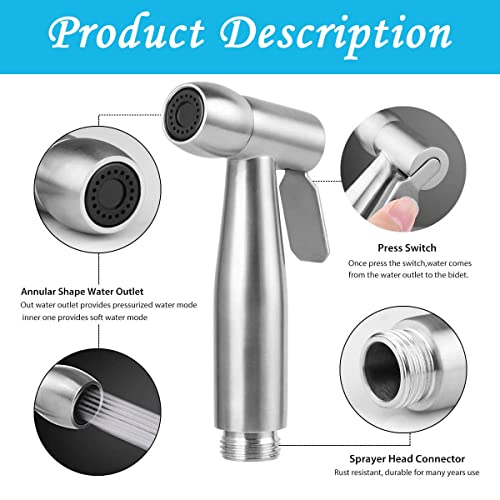 Portable Bidet Sprayer Kit - with Tap Diverter and Faucet Adapter for Kitchen Sink Faucet or Bathroom, Include 59" Hose and Hook up for Feminine
