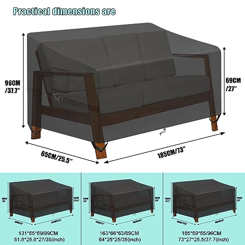 Kovshuiwe 4 Seat Garden Bench Cover Waterproof Oxford Fabric,Protective Cover for Garden Seat,Waterproof, Windproof, Heavy-duty,4200D Oxford Fabr