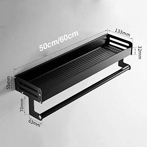 N/A Bathroom Shelf, Stainless Steel Bathroom Shelf Bathroom Organizer,Towel Bar Wall Mounted Rack Shower (Size : 50CM)