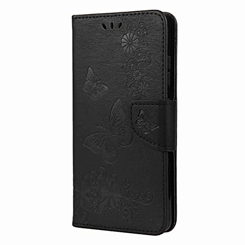Reevermap Samsung S21 FE Case, Galaxy S21 FE 5G Case, Shockproof Flip Wallet Card Slots PU Leather Embossed Butterfly Stand Magnetic Cover for Sa