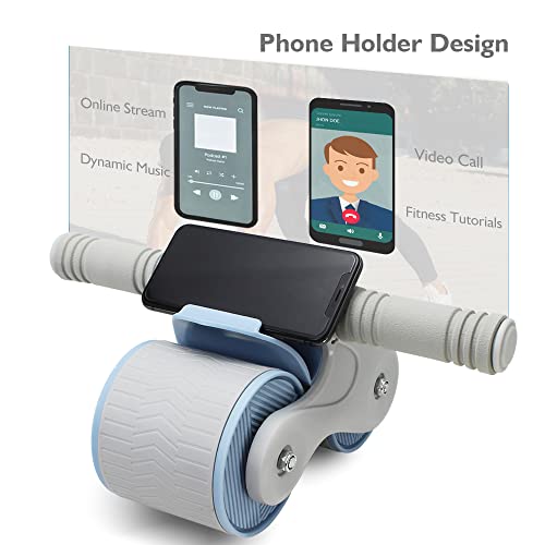 Abdominal Wheel Ab Roller Auto Rebound GLIBBUL Exercise Equipment Core Strength Training for Abs Workout Home Gym Use (Grey)