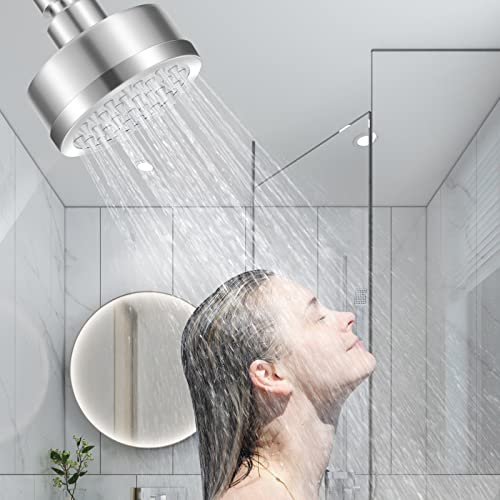 Shower Head, 3 Inch High Pressure Shower Head, Fixed Shower Head Adjustable with Swivel Ball, 304 Stainless Steel Water Saving Rain Shower Head(8