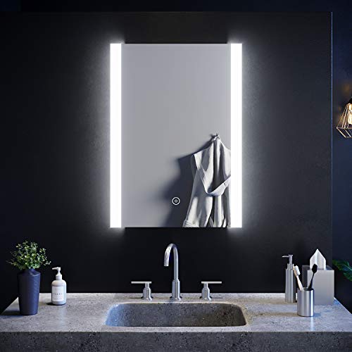 ELEGANT Illuminated LED Bathroom Mirror with Lights and Shaver Socket Magnifying Mirror 500 x 700 mm Button Switch