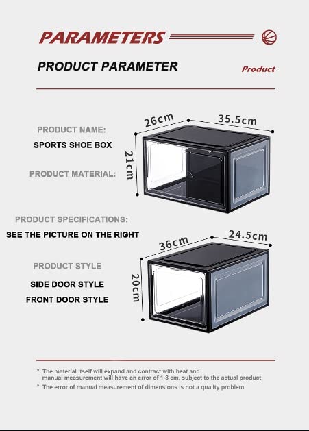 Clear Shoe/Sneaker Box PVC Stackable Plastic Shoe Case Drop Front Foldable Hard Transparent Sneaker Crates Magnetic Enclose Dust Proof 100 Percen