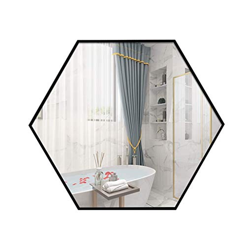 MIAOHY Bathroom Bathroom Hexagonal Glass Wall Hanging Vanity 66 * 78cm Black Wrought Iron Hexagonal Vanity
