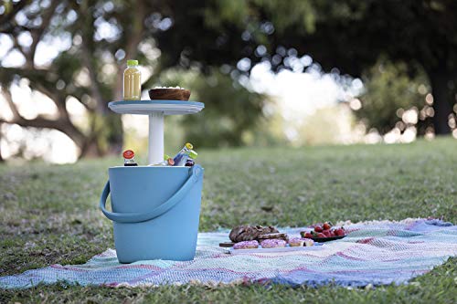 Keter Go Bar 4.2 Gallon Beer and Wine Cooler with Handle and Pop Up Outdoor Table - Perfect for Your Patio, Picnic, and Beach Accessories, Teal