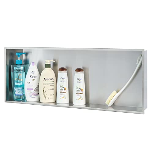 Neodrain No Tile Shower Niche, Insert Storage Shower Shelf (Outside Size 13.1”X13.1“)(Inner Size 12" X 12"), Stainless Steel Wall Niche No Tiled