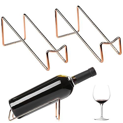 JLNGTHONG 2 Pcs Wine Bottle Holder Creative Metal Red Wine Rack Stainless Steel Single Wine Racks Free Standing Small Wine Rack Tabletop Water Bo