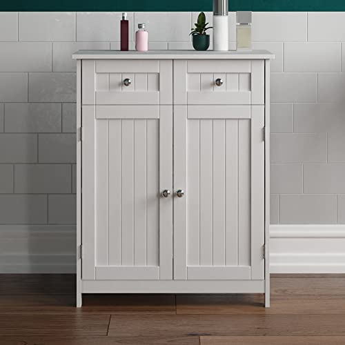 Bath Vida Priano 2 Drawer 2 Door Bathroom Cabinet Storage Cupboard Floor Standing Unit, White