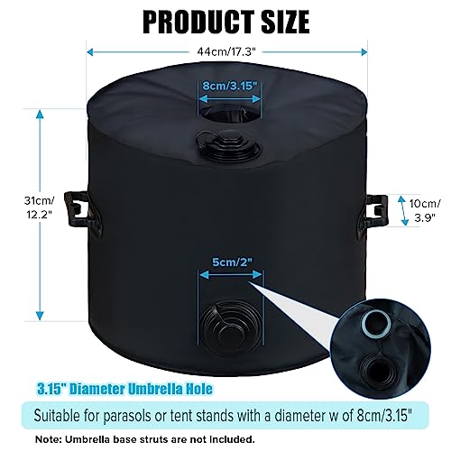 RELEDESA 1000D Round Umbrella Base Weight Bag, Up to 100 lbs Water, Parasol Base Weights Bag with 2 Handles, Suitable for 3.15" Diameter of Outdo