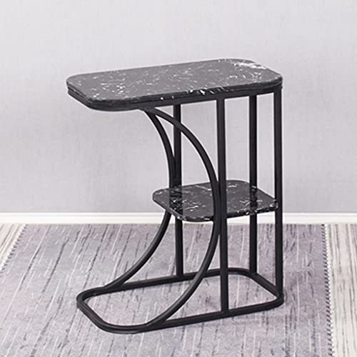 JYDQM Balcony Coffee Table Small House Marble Side Cabinet Living Room Sofa Corner Bedroom Bedside Table (Color : Gold+white marble)