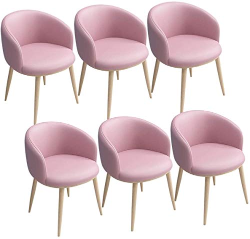 Modern Kitchen Dining Room Chairs PU Dining Chairs Set Of 6 Vintage Kitchen Chairs Leather Seat With U-Shaped Backrest Metal Legs Armchairs For D