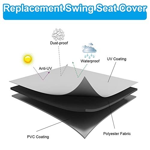 Patio Swing Cushion Cover Replacement, 600D Oxford Fabric Waterproof Outdoor Swing Seat Cover Dust-proof Protective Covers for Yard, Balcony, Gar