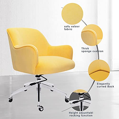 Warmiehomy Desk Chair Velvet Office Computer Chair Ergonomic Swivel Chair Executive Chair Adjustable Height Comfy Arm Chair For Home Office Livin
