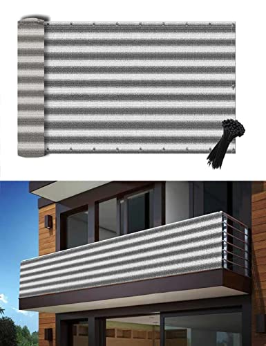 POYEE 0.9 x 6 m Black Balcony Privacy Screen Fence Cover UV Protection Weather Resistant Waterproof Shade Cloth for Outdoor Patio Apartment Backy