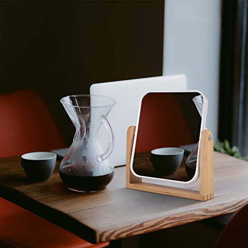 LOTIKO Makeup Mirror with Natural Bamboo Stand, 1X/3X Magnification Double Sided 360 Degree Swivel Magnifying Mirror,Vanity Table,Office Desk,Roo