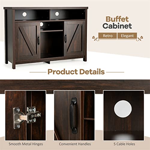 DSHGDJF Buffet Storage Cabinet Farmhouse Sideboard With 9 Bottle Wine Rack And 2 Door Cabinets