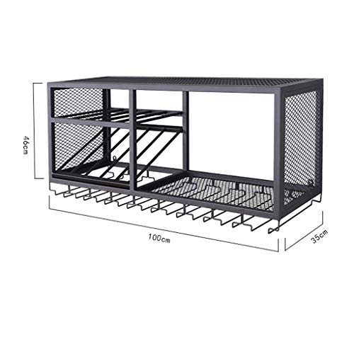 EYLINK Wine Racks,Wine Shelf with Glass Holder | Wine Racks Wall-Mounted Metal | Wine Glass Holder | Wine Bottle Holder | Wall Shelf Cube for Bar