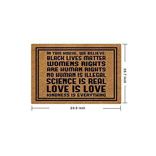 NICESIR Welcome Mat Black Lives Matter Science We Believe Funny Doormat for Home Entrance (23.6 X 15.7 inch) Fabric Top with Rubber Back Doormat