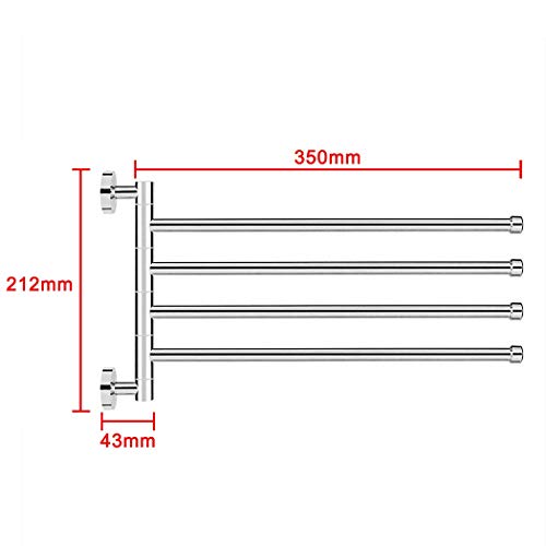 PHOEWON Swivel Towel Rail Chrome Stainless Steel Bath Rack Wall Mounted Towel Rack Holder with 4 Swivel Bars, Swing Towel Holder for Kitchen, Bat