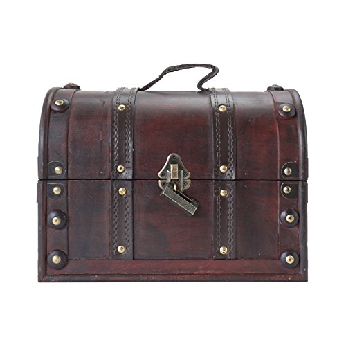 HMF 6404-130 Wooden Treasure Chest with Lock | 30 x 20 x 22 cm | Small | Italy