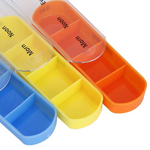 Pilipane Weekly Colored Medicine Storage Box,28 Grids Tablets Container, BPa Free Medicine Organizer with Storage Bag, Portable Tablets Storage B