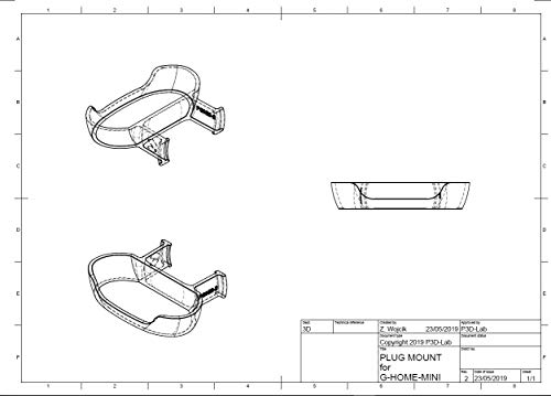Power Plug Wall Mount Bracket for Google Home Mini - Full, Black