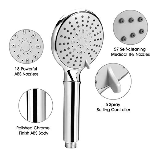 ASTOTSELL Shower Head Kit with Hose and Showerhead Holder Bracket, Fixed Handheld Shower Universal Fitting with Adjustable 5 Sprays Modes for Sli
