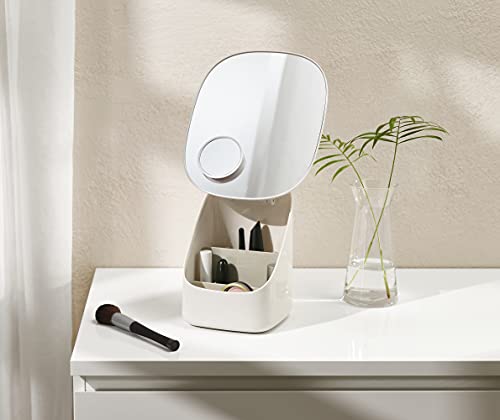 Joseph Joseph Viva Pedestal Mirror and Makeup Organiser with removal divider - Shell