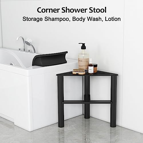 DOKU Metal Corner Shower Bench Stool, Waterproof Shower Stool for Inside Shower, Shower Foot Rest Bench, Bathroom Bench Seat Shower Stool for Sha