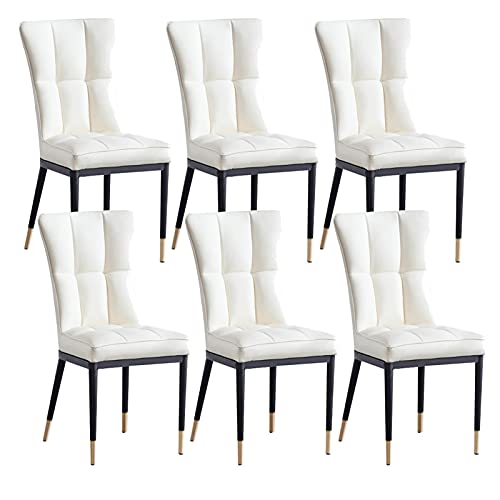 Kitchen Dining Room Furniture Chairs Dining Chairs Set Of 6 Matte PU Leather Upholstered Kitchen Side Chairs Mid Century Modern Metal Leg Living